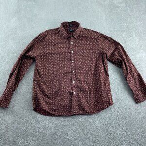 J.Crew Mens Slim Untucked Flex Washed Shirt XL Red/Burgundy Cotton-Blend 0457